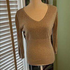 JohnPaulRichard Women's V-Neck Sweater in Tan, Size L